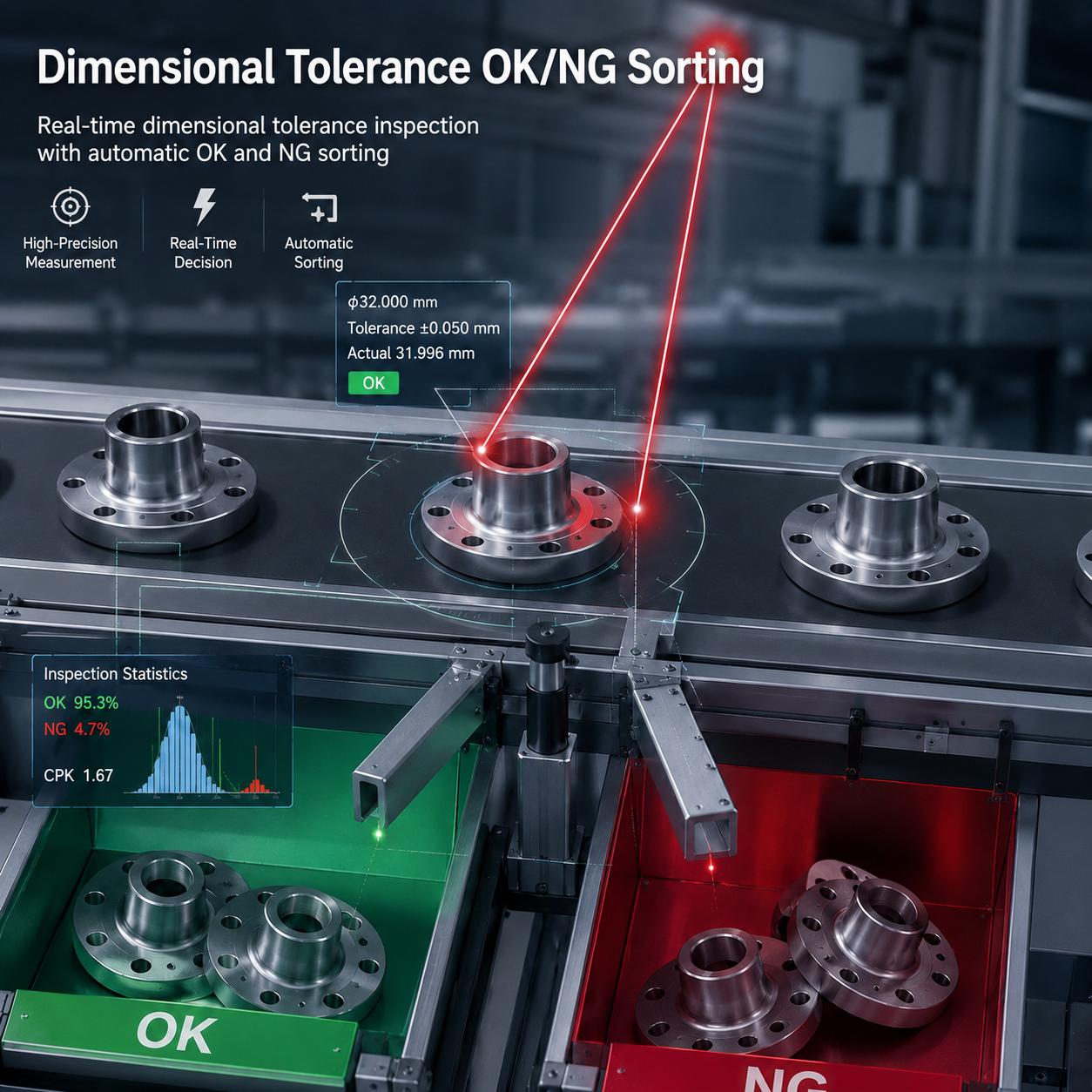 Dimensional tolerance OK/NG sorting application