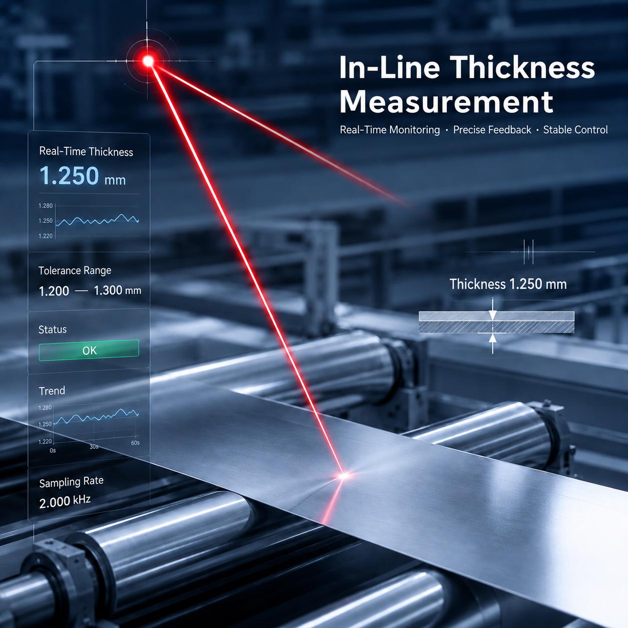 Inline thickness measurement application
