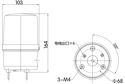 KJT1101/90系列警示灯|三色警示灯型号-参数-尺寸图-接线图